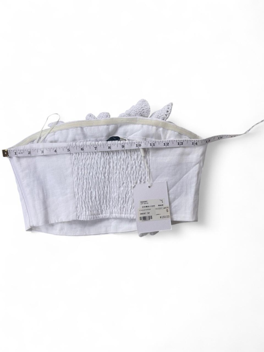 NWT Endless Rose White Crochet Floral Appliqué Strapless Crop Top Size Small - Picture 8 of 9